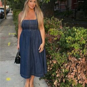 Reformation Dark Blue Denim Midi Dress